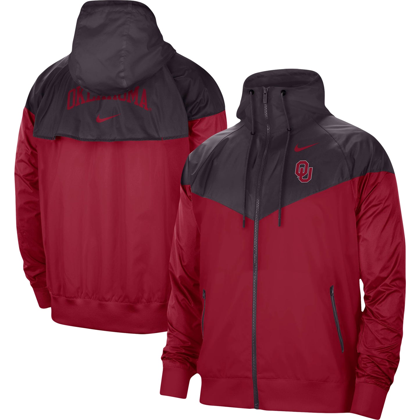 Men's Nike Charcoal/Crimson Oklahoma Sooners Windrunner Raglan Full-Zip Jacket