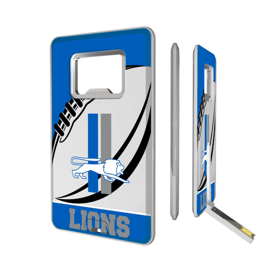 Detroit Lions 32GB Passtime Design Credit Card USB Drive with Bottle Opener