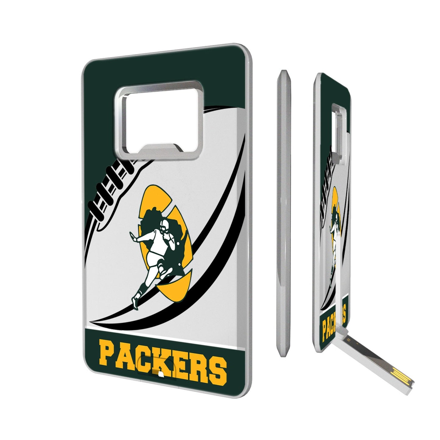 Green Bay Packers 32GB Passtime Design Credit Card USB Drive with Bottle Opener