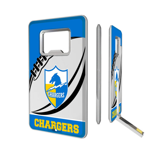 Los Angeles Chargers 32GB Passtime Design Credit Card USB Drive with Bottle Opener