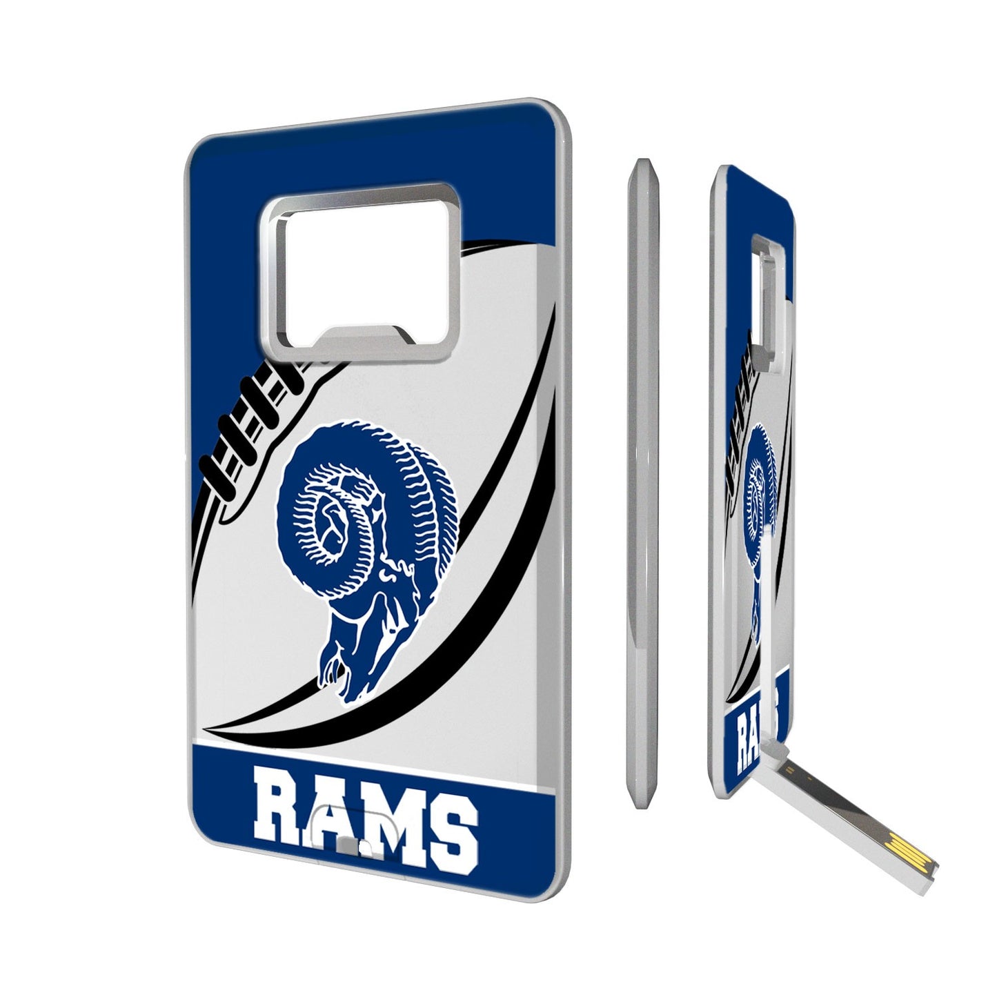 Los Angeles Rams 32GB Passtime Design Credit Card USB Drive with Bottle Opener