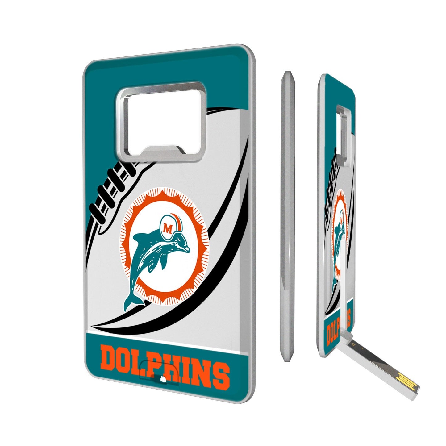 Miami Dolphins 32GB Passtime Design Credit Card USB Drive with Bottle Opener