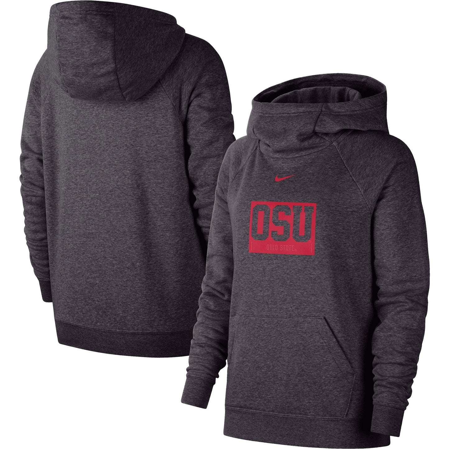 Women's Nike Charcoal Ohio State Buckeyes Essential Funnel Neck Raglan Pullover Hoodie