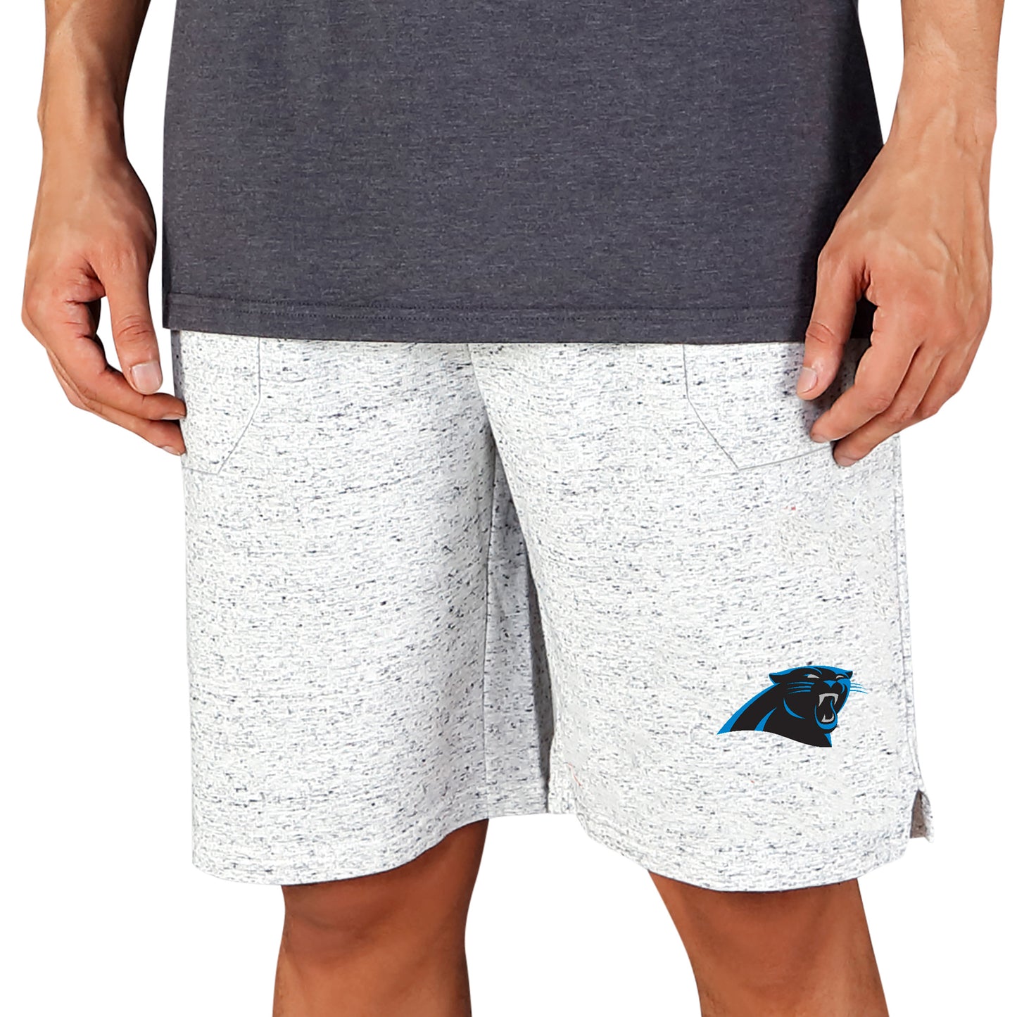 Men's Concepts Sport White/Charcoal Carolina Panthers Throttle Knit Jam Shorts