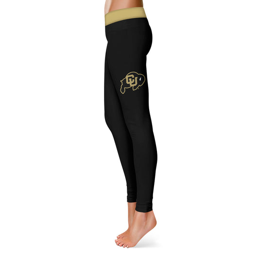 Women's Black Colorado Buffaloes Plus Size Solid Yoga Leggings