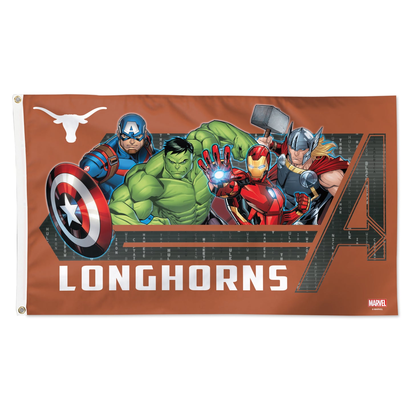 WinCraft Texas Longhorns 3' x 5' Single-Sided Deluxe Avengers Flag