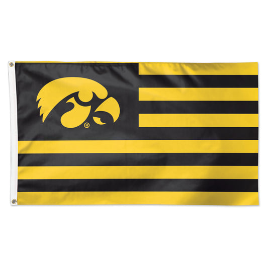 WinCraft Iowa Hawkeyes 3' x 5' Single-Sided Deluxe Patriotic Stars & Stripes Flag