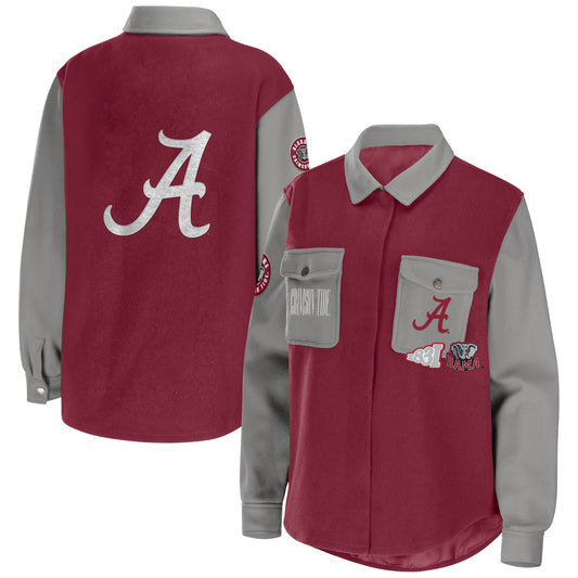 Women's WEAR by Erin Andrews Crimson Alabama Crimson Tide Button-Up Shirt Jacket