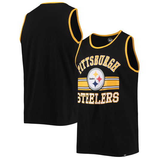 Men's '47 Black Pittsburgh Steelers Edge Super Rival Tank Top