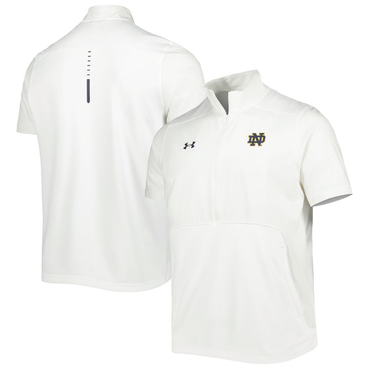 Men's Under Armour White Notre Dame Fighting Irish Motivate 2.0 Half-Zip Jacket