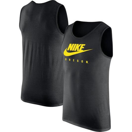 Men's Nike Black Oregon Ducks Futura Performance Scoop Neck Tank Top