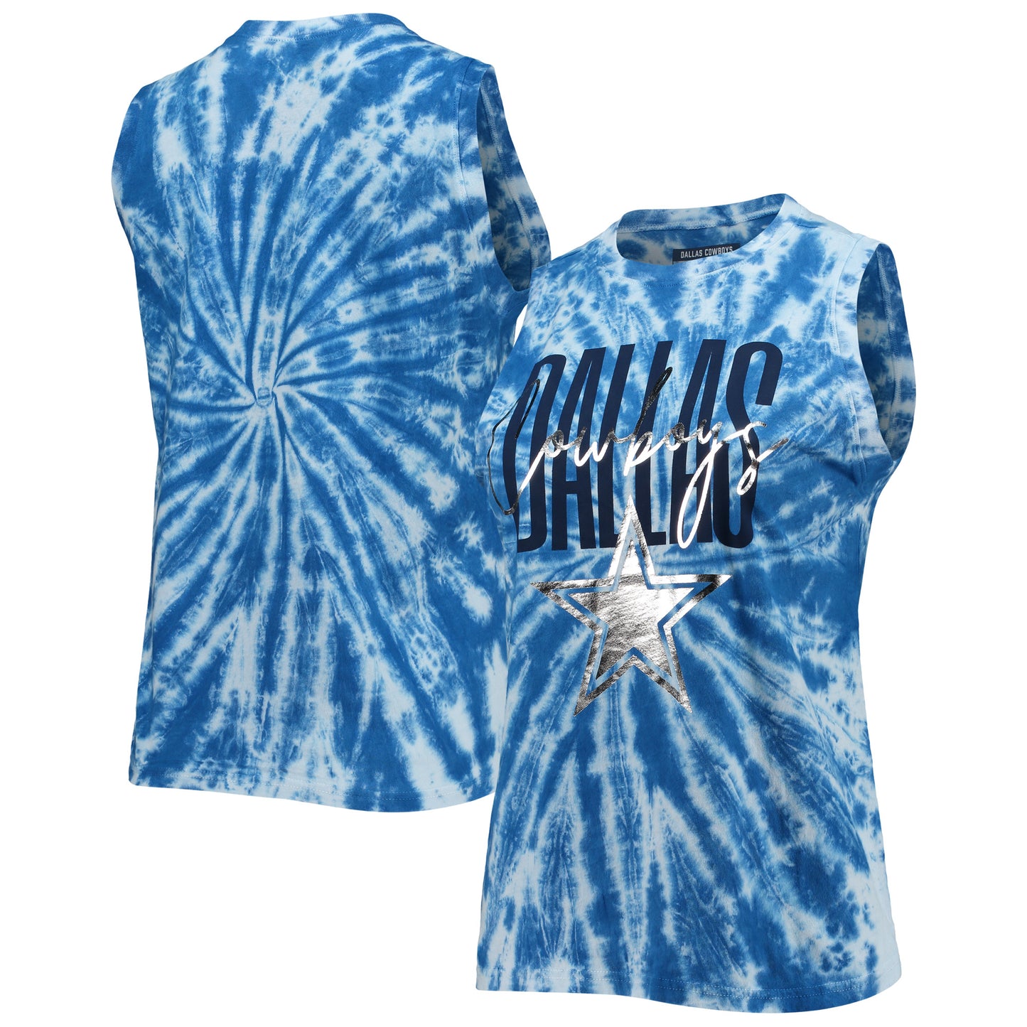 Women's Lauren James Royal Dallas Cowboys Tie-Dye Jersey Boxy Tank Top