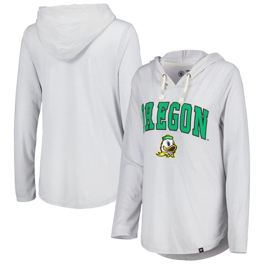 Women's Colosseum Heathered Gray Oregon Ducks Core Cora Campus Hoodie Long Sleeve T-Shirt