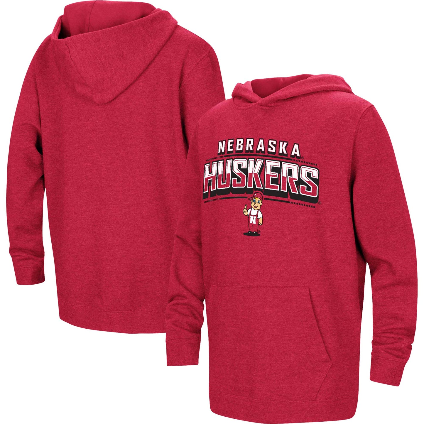 Youth Colosseum Heather Scarlet Nebraska Huskers Sunrise Core Pullover Hoodie