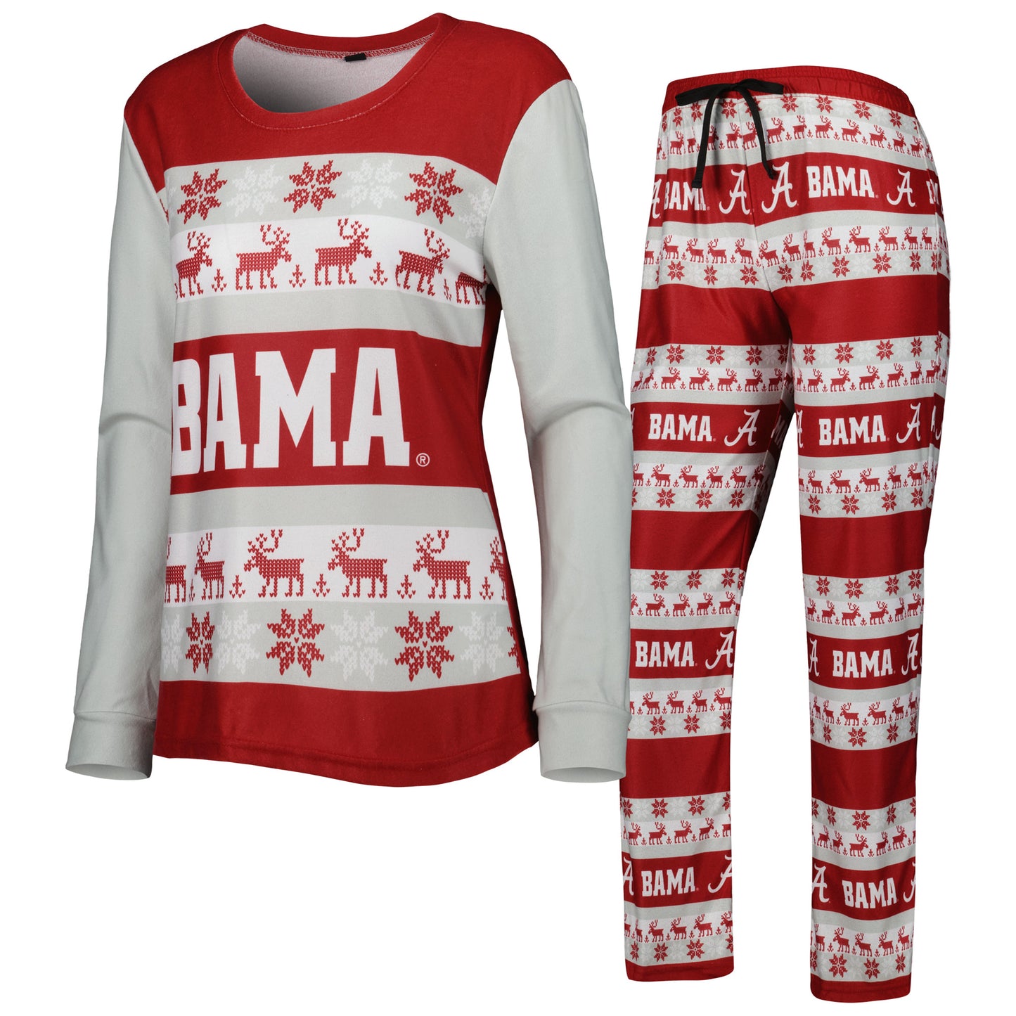 Women's FOCO Crimson Alabama Crimson Tide Ugly Long Sleeve T-Shirt & Pajama Pants Sleep Set