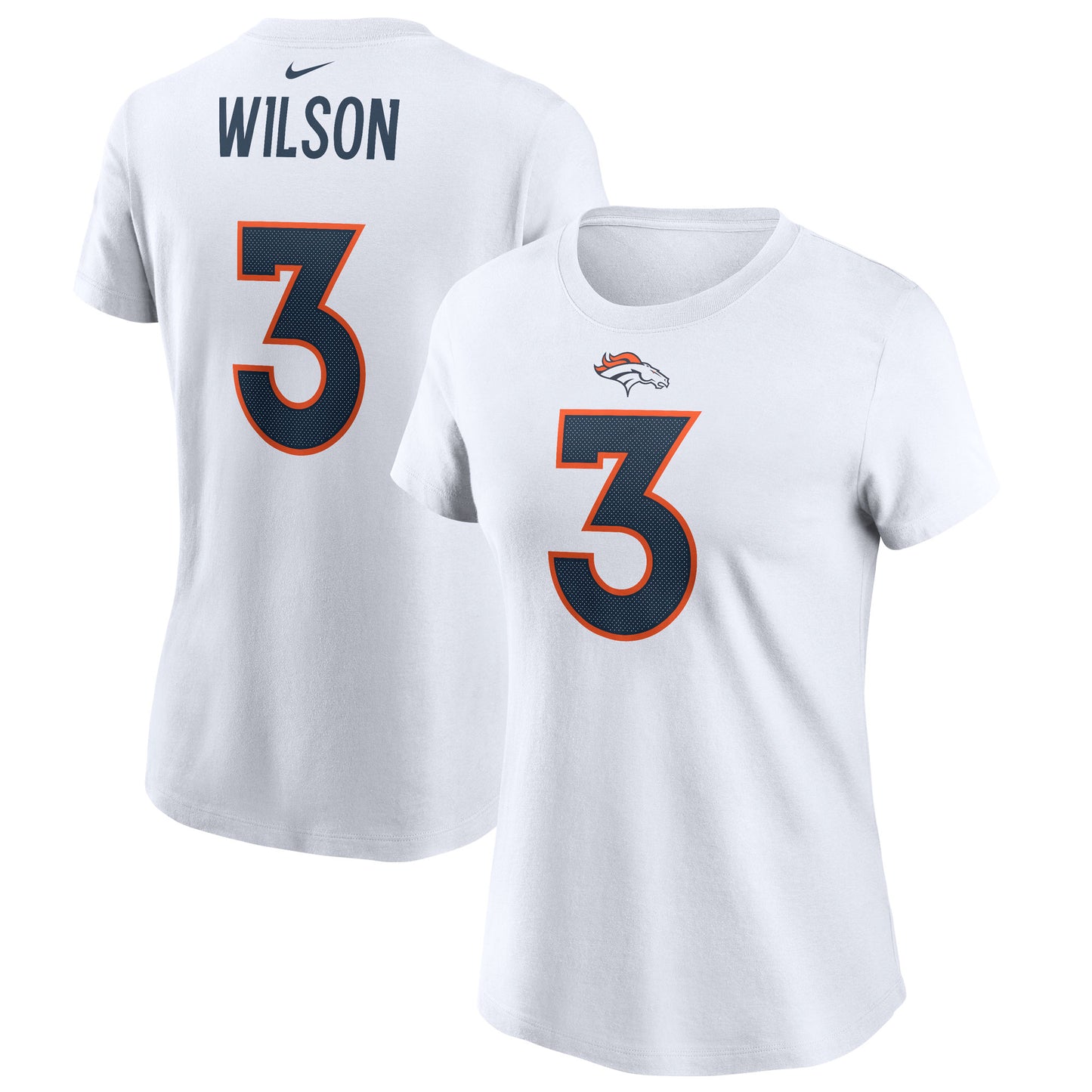 Women's Nike Russell Wilson White Denver Broncos Player Name & Number T-Shirt