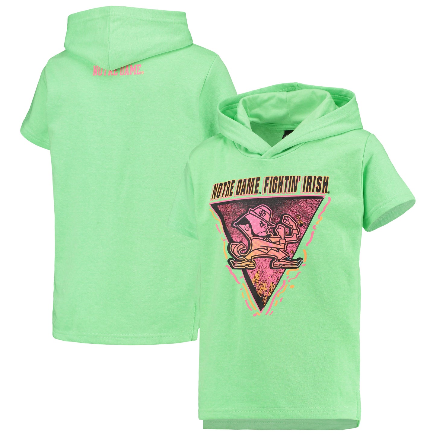 Youth Green Notre Dame Fighting Irish Game On Neon Daze Hoodie T-Shirt