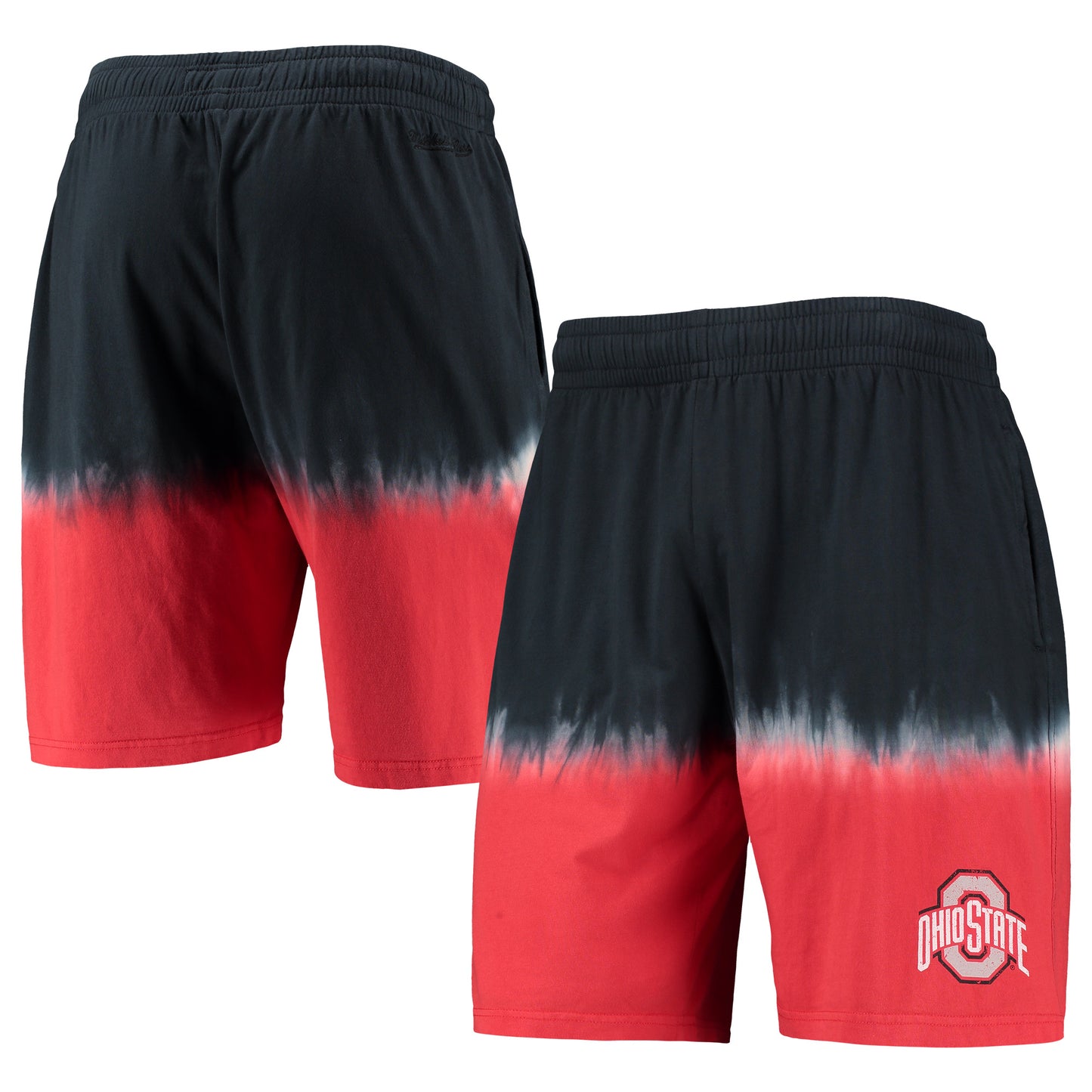 Men's Mitchell & Ness Black/Scarlet Ohio State Buckeyes Tie-Dye Shorts