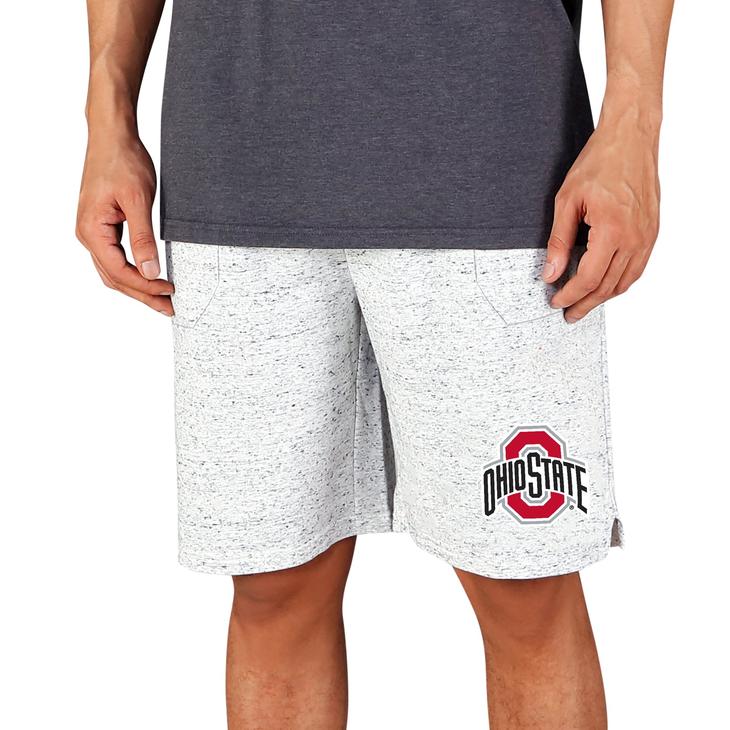 Men's Concepts Sport White/Charcoal Ohio State Buckeyes Throttle Knit Jam Shorts