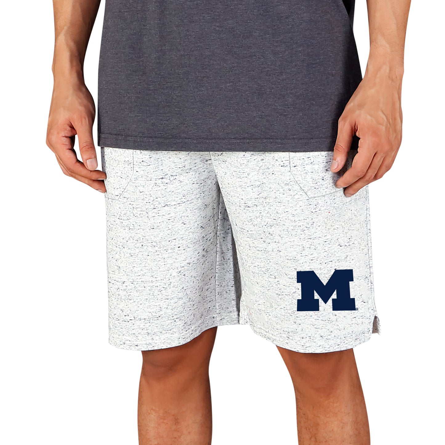 Men's Concepts Sport White/Charcoal Michigan Wolverines Throttle Knit Jam Shorts