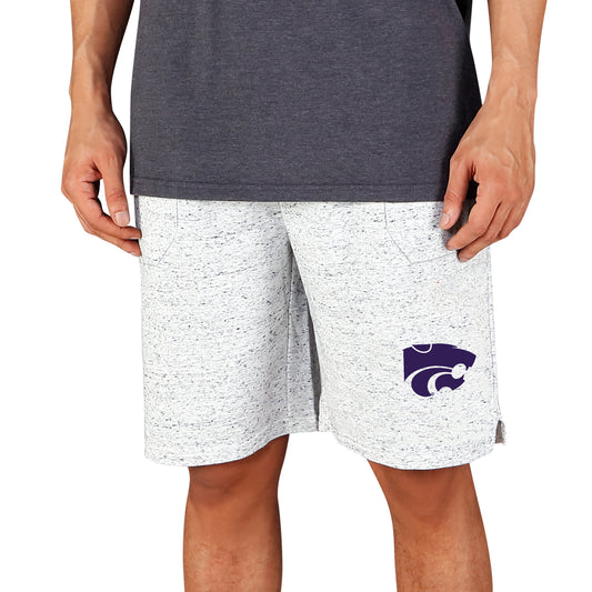 Men's Concepts Sport White/Charcoal Kansas State Wildcats Throttle Knit Jam Shorts