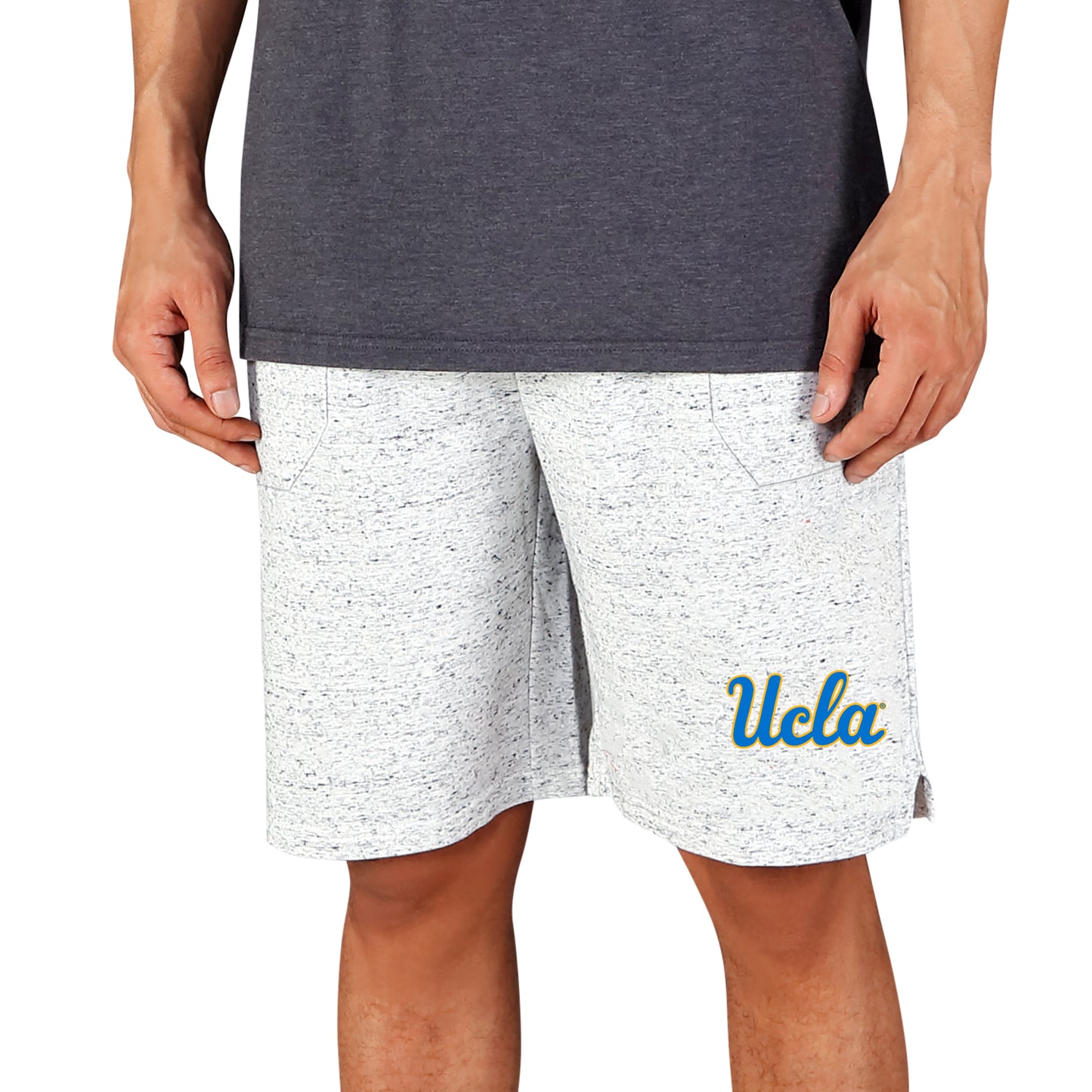 Men's Concepts Sport White/Charcoal UCLA Bruins Throttle Knit Jam Shorts