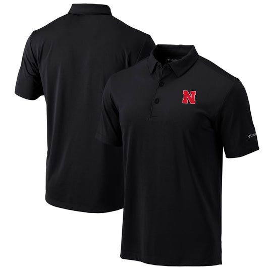 Men's Columbia Black Nebraska Huskers Omni-Wick Drive Polo