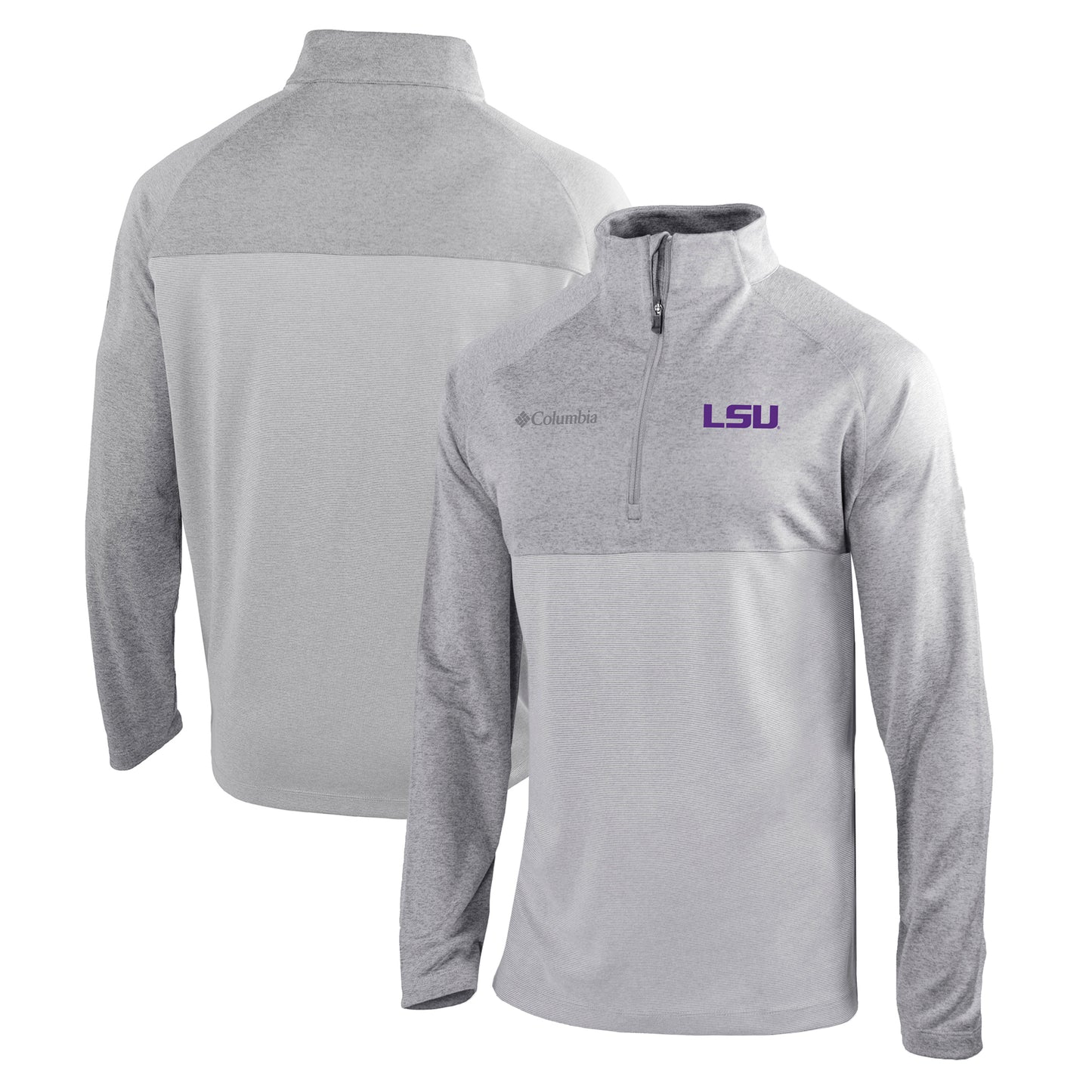 Men's Columbia Gray LSU Tigers Omni-Wick Rockin' It Quarter-Zip Pullover Jacket