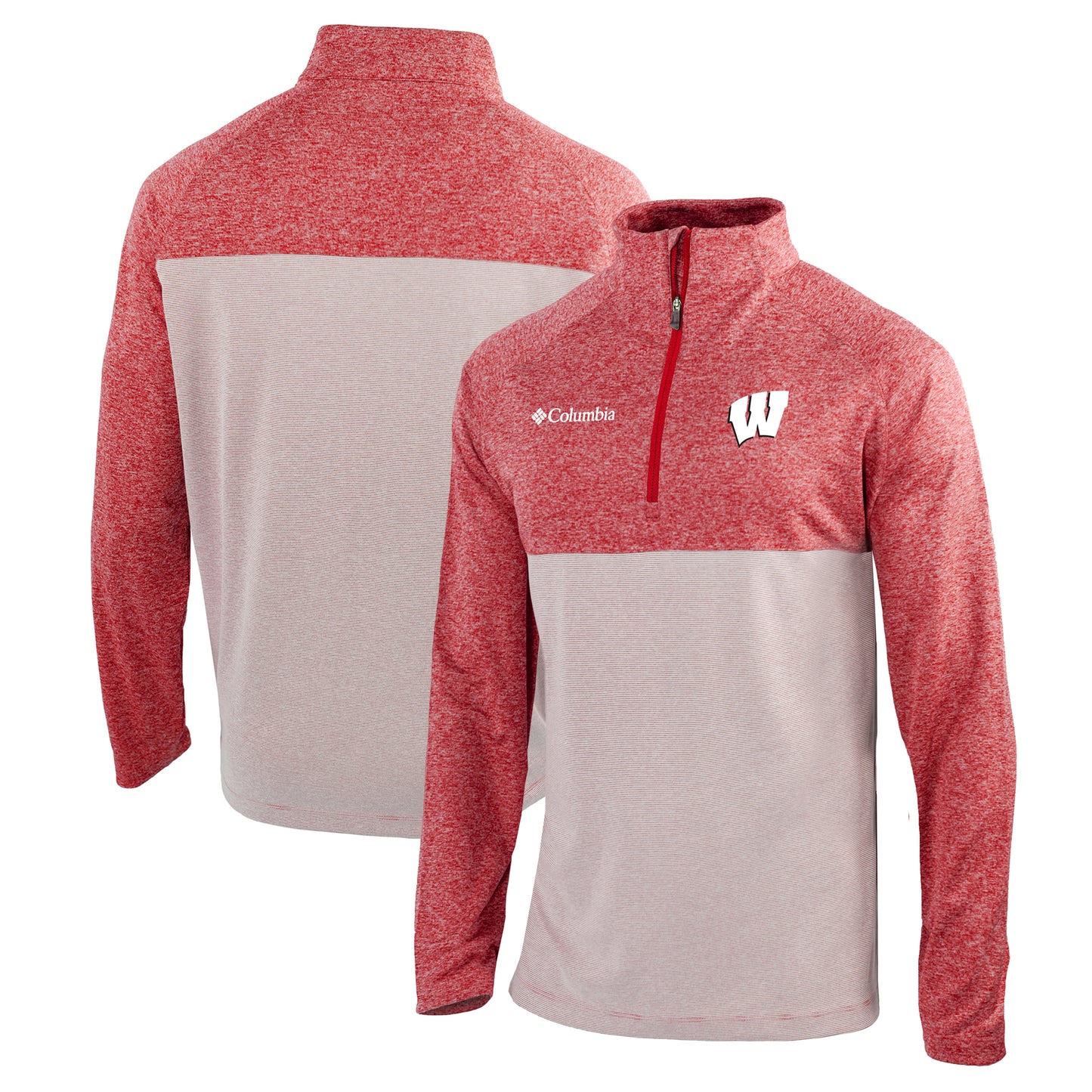 Men's Columbia Red Wisconsin Badgers Omni-Wick Rockin' It Quarter-Zip Pullover Jacket