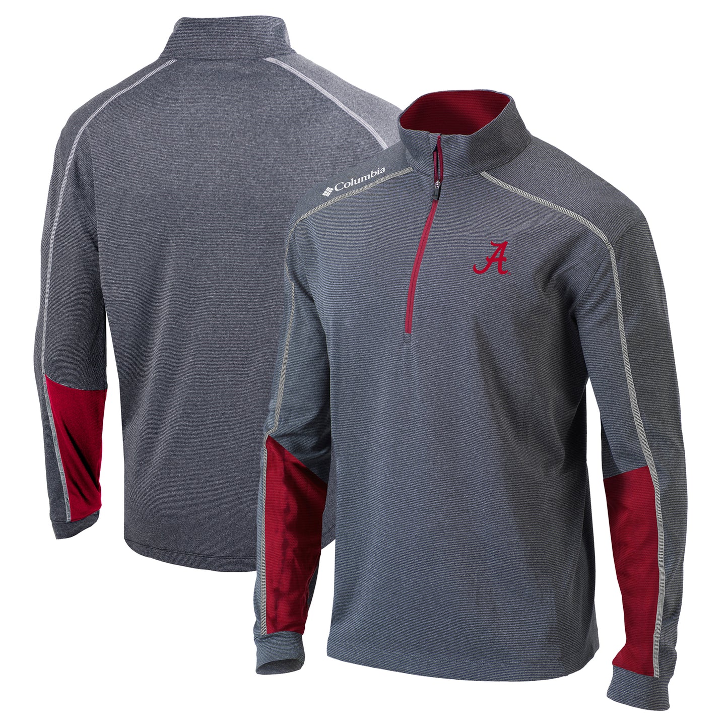 Men's Columbia Heathered Gray/Crimson Alabama Crimson Tide Omni-Wick Shotgun 2.0 Quarter-Zip Pullover Top