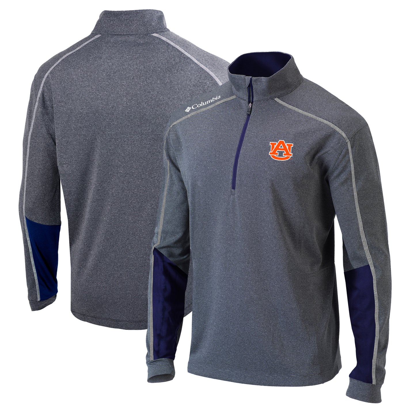 Men's Columbia Heathered Gray/Navy Auburn Tigers Omni-Wick Shotgun 2.0 Quarter-Zip Pullover Top