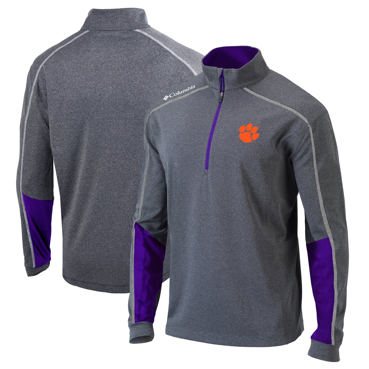 Men's Columbia Heathered Gray/Purple Clemson Tigers Omni-Wick Shotgun 2.0 Quarter-Zip Pullover Top