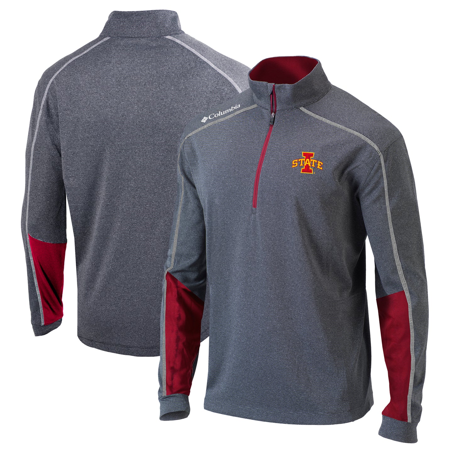 Men's Columbia Heathered Gray/Cardinal Iowa State Cyclones Omni-Wick Shotgun 2.0 Quarter-Zip Pullover Top