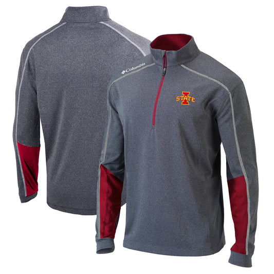 Men's Columbia Heathered Gray/Cardinal Iowa State Cyclones Omni-Wick Shotgun 2.0 Quarter-Zip Pullover Top