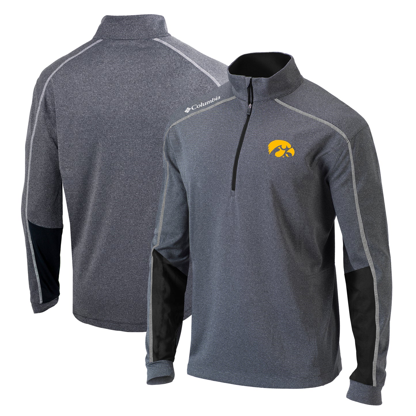 Men's Columbia Heathered Gray/Black Iowa Hawkeyes Omni-Wick Shotgun 2.0 Quarter-Zip Pullover Top