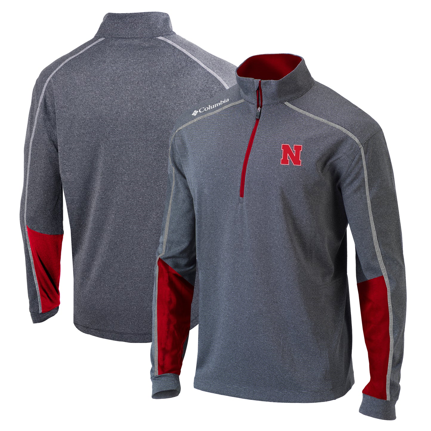 Men's Columbia Heathered Gray/Scarlet Nebraska Huskers Omni-Wick Shotgun 2.0 Quarter-Zip Pullover Top