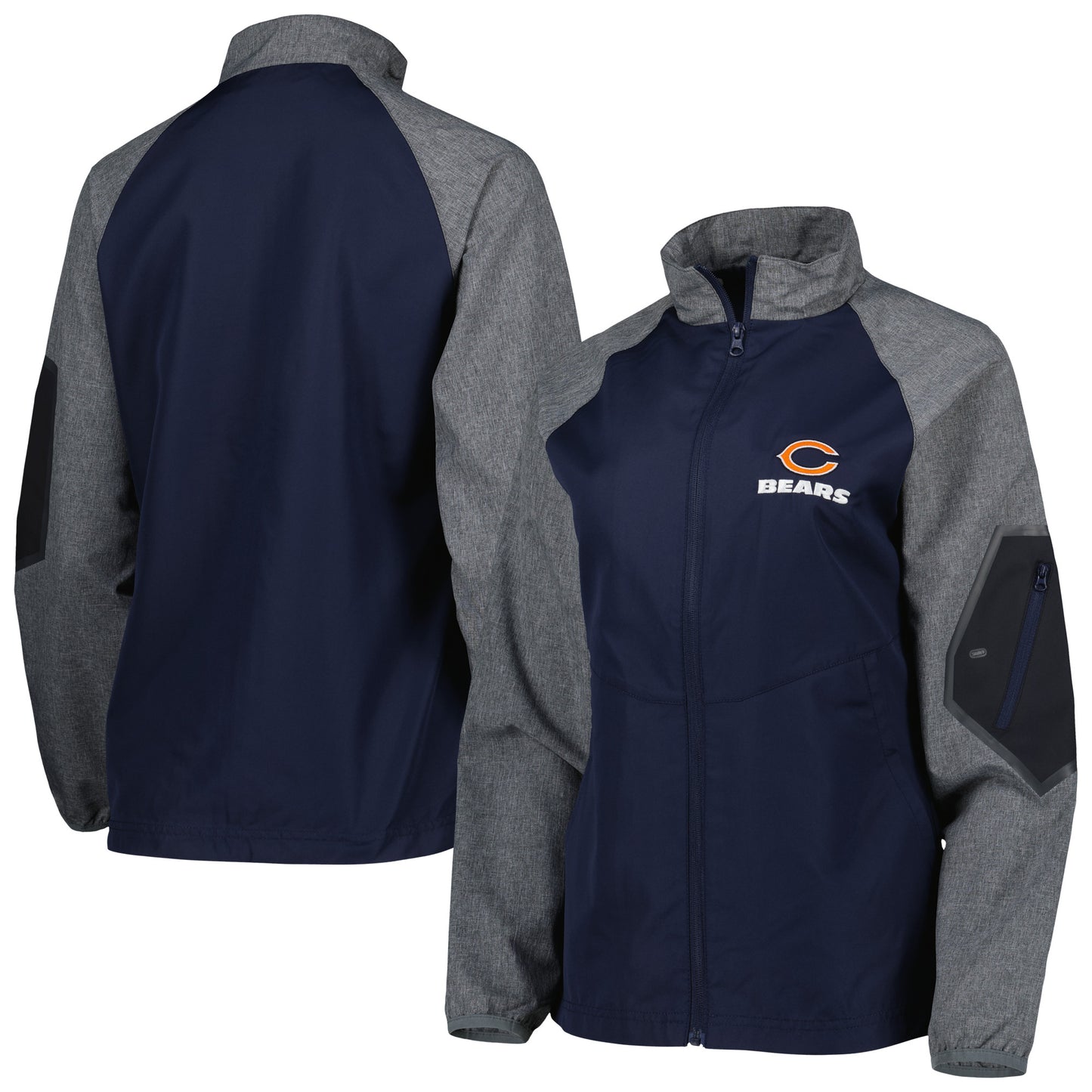 Women's Dunbrooke Navy/Gray Chicago Bears Hurricane Raglan Full-Zip Windbreaker