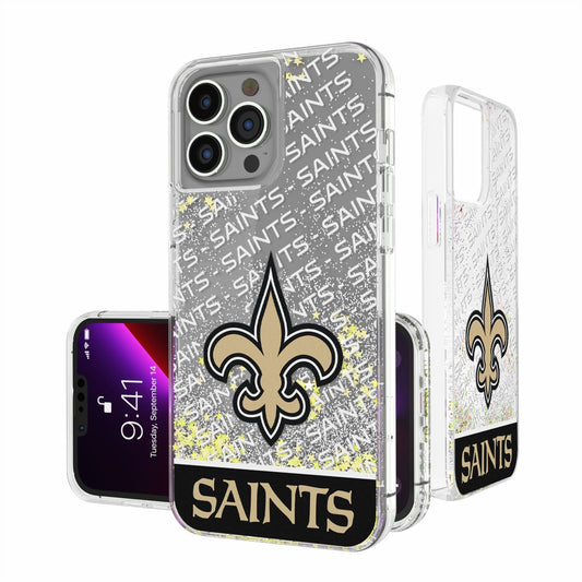 New Orleans Saints Personalized Endzone Plus Design iPhone Glitter Phone Case