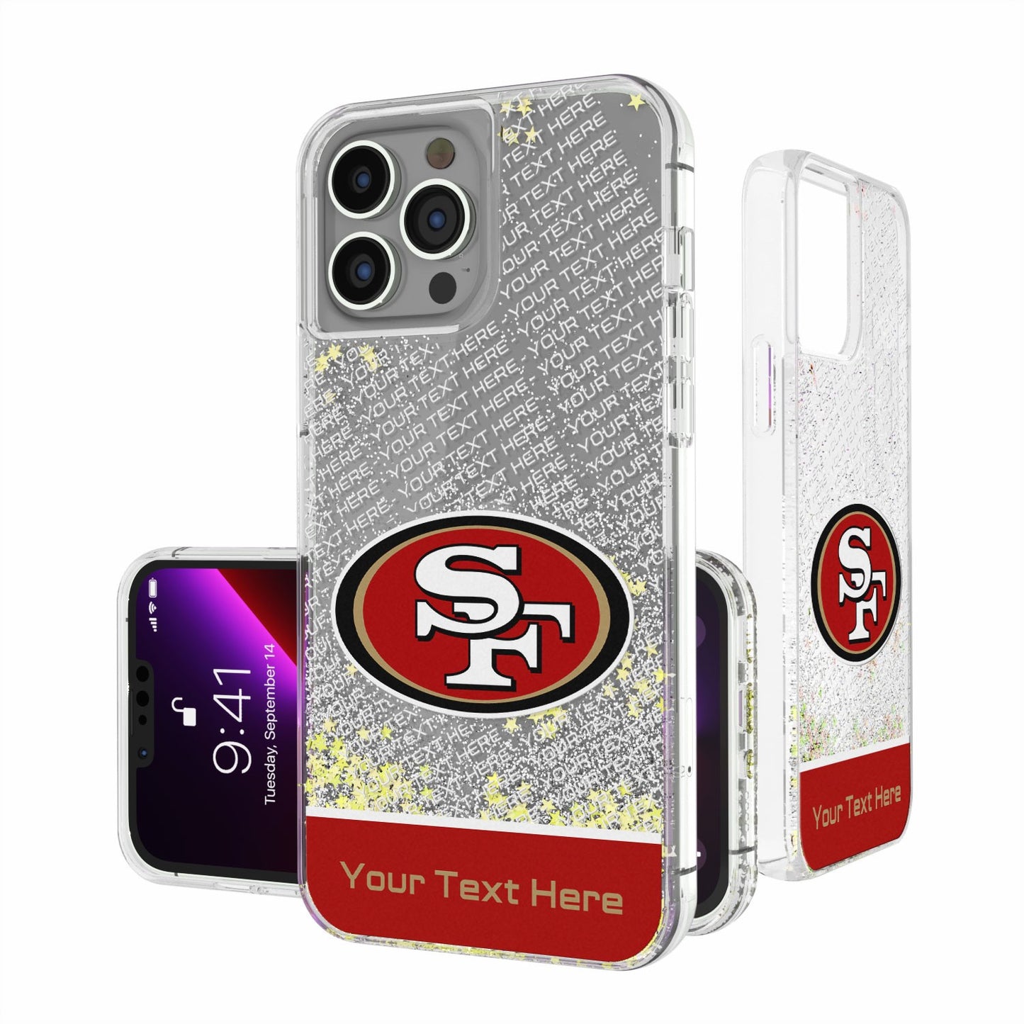 San Francisco 49ers Personalized Endzone Plus Design iPhone Glitter Phone Case