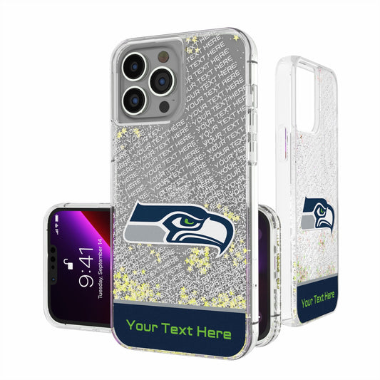 Seattle Seahawks Personalized Endzone Plus Design iPhone Glitter Phone Case