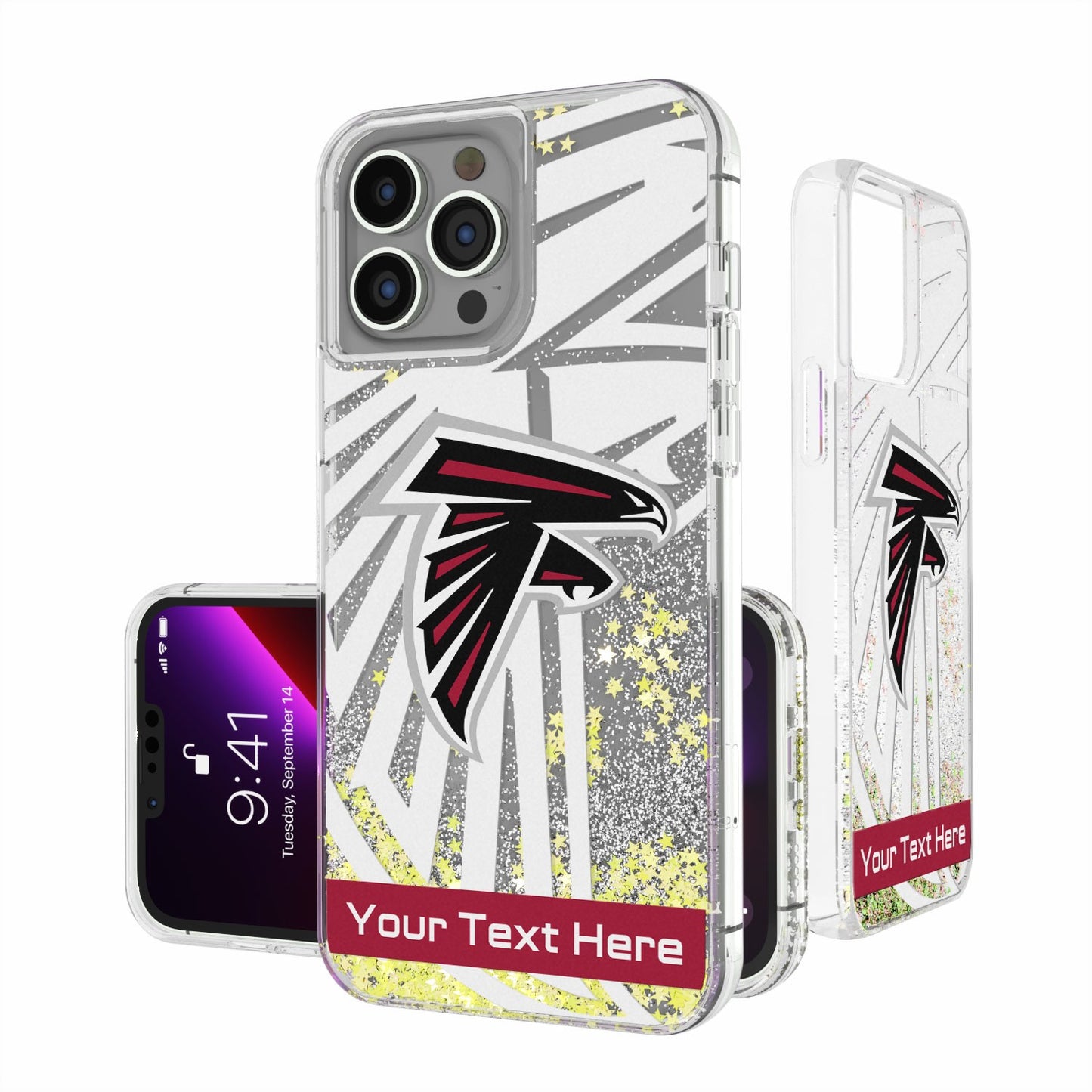 Atlanta Falcons Personalized Tilt Design iPhone Glitter Phone Case