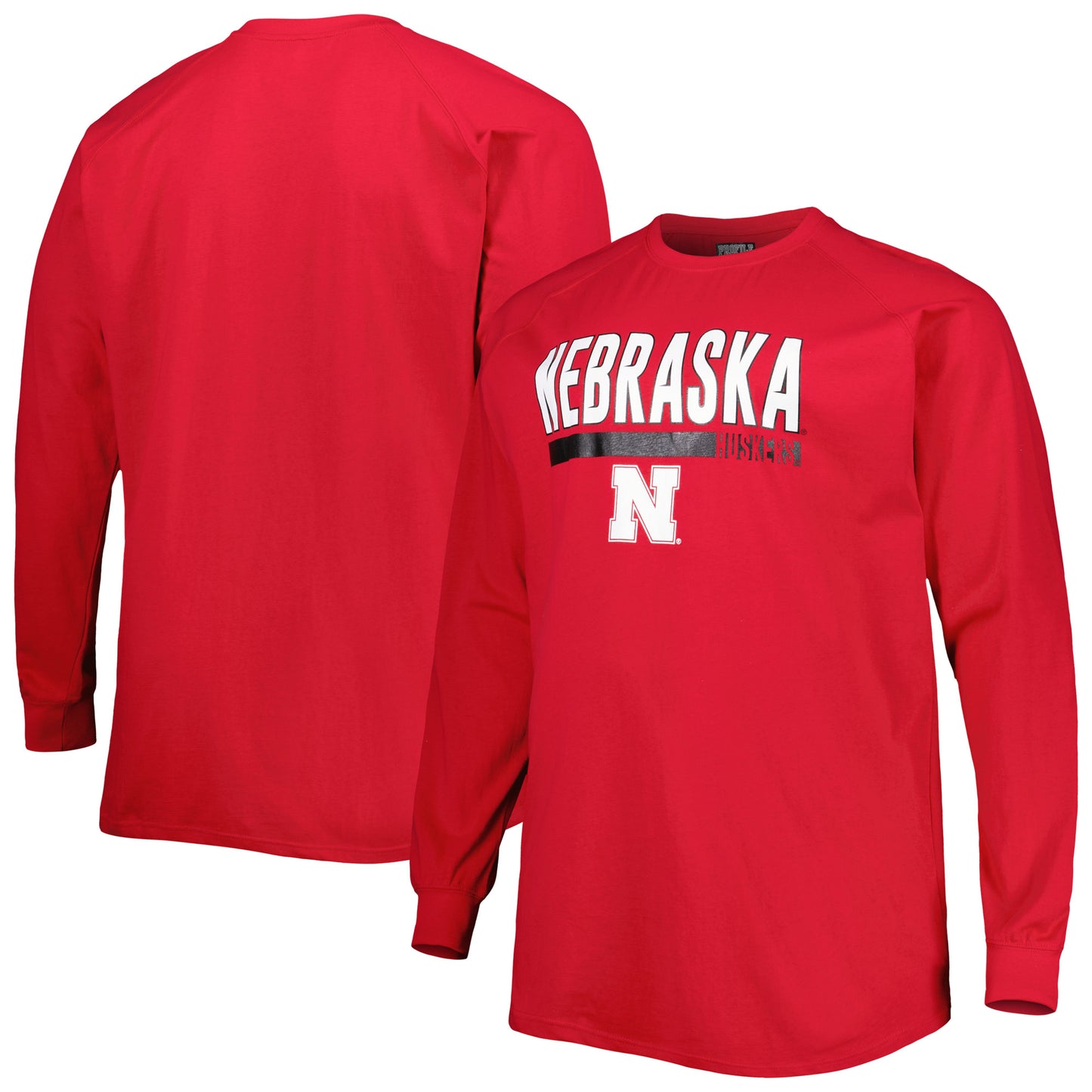 Men's Scarlet Nebraska Huskers Big & Tall Two-Hit Long Sleeve T-Shirt