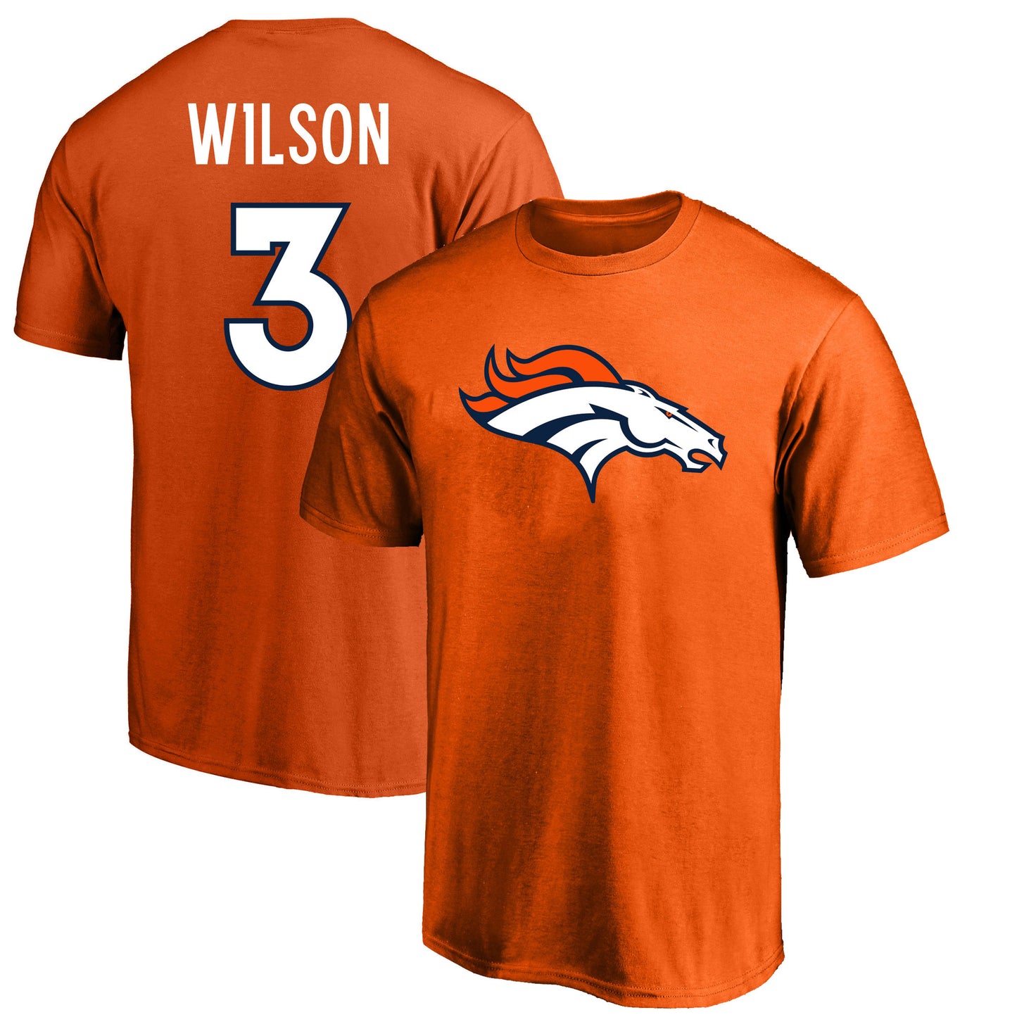 Men's Fanatics Russell Wilson Orange Denver Broncos Big & Tall Player Name & Number T-Shirt