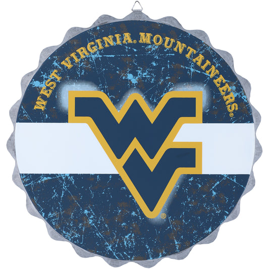 FOCO West Virginia Mountaineers Distressed Logo Bottlecap Sign