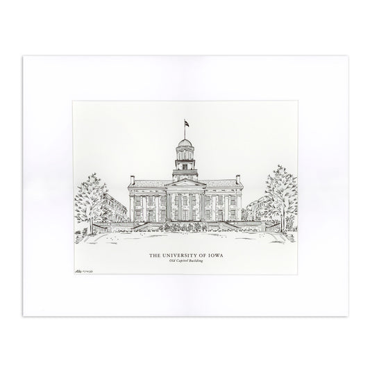 Iowa Hawkeyes 16'' x 20'' College Art Old Capitol Building Print