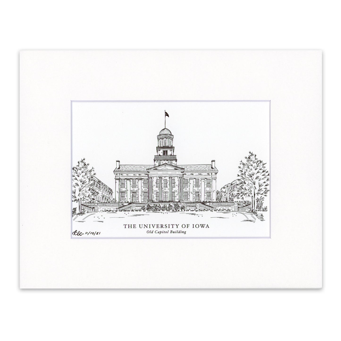 Iowa Hawkeyes 8'' x 10'' College Art Old Capitol Building Print