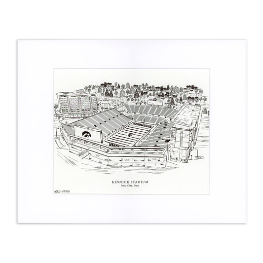 Iowa Hawkeyes Black & White Art Print Kinnick Stadium - Medium 11'' x 14''