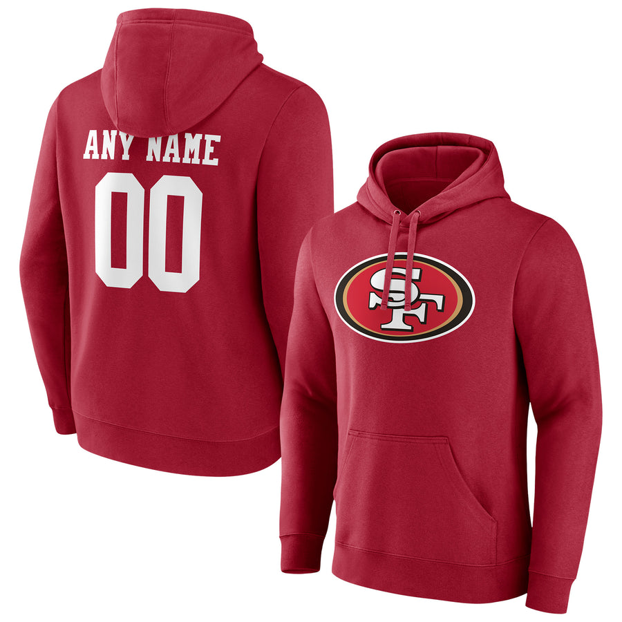 Men's Scarlet San Francisco 49ers Team Authentic Personalized Name & Number Pullover Hoodie