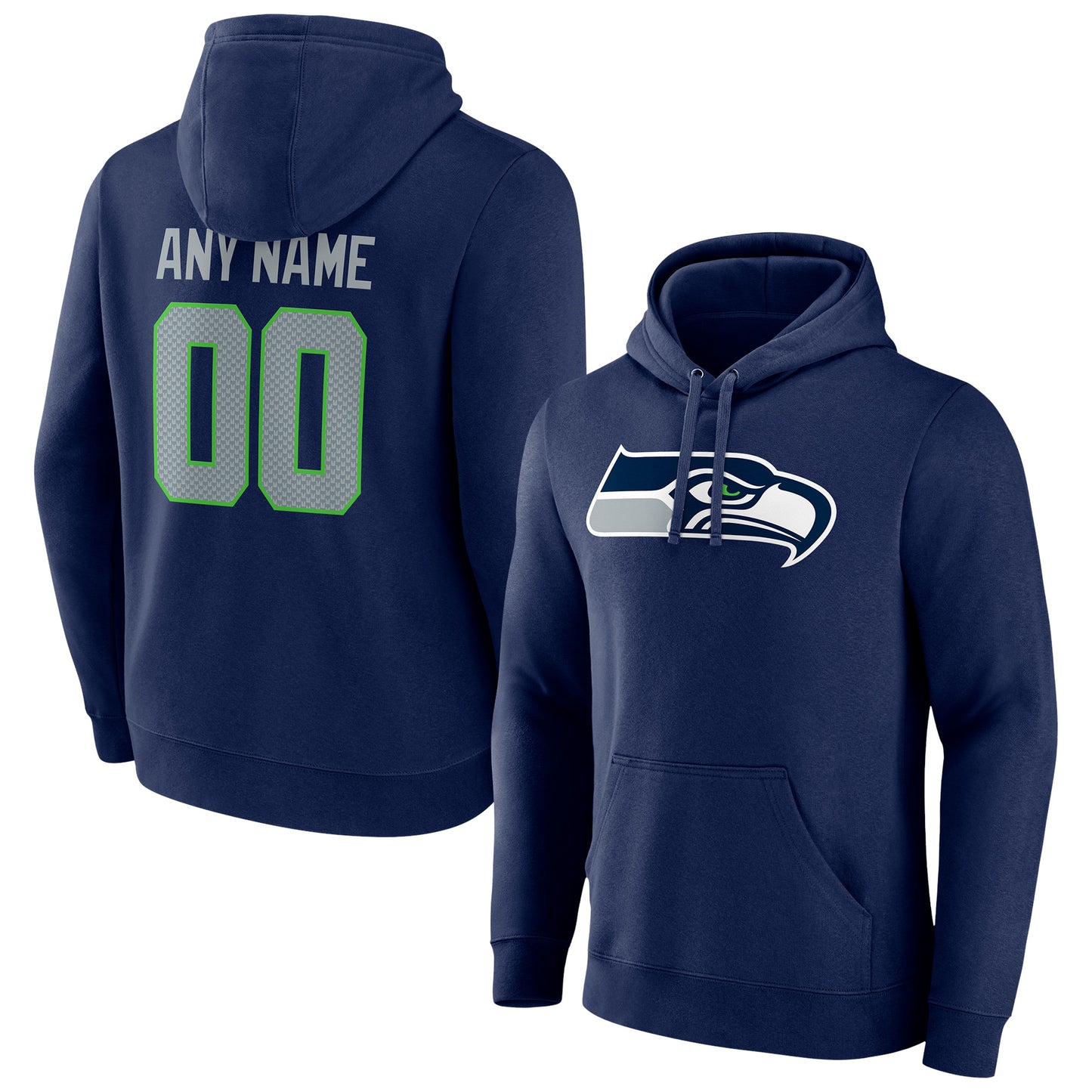 Men's College Navy Seattle Seahawks Team Authentic Personalized Name & Number Pullover Hoodie