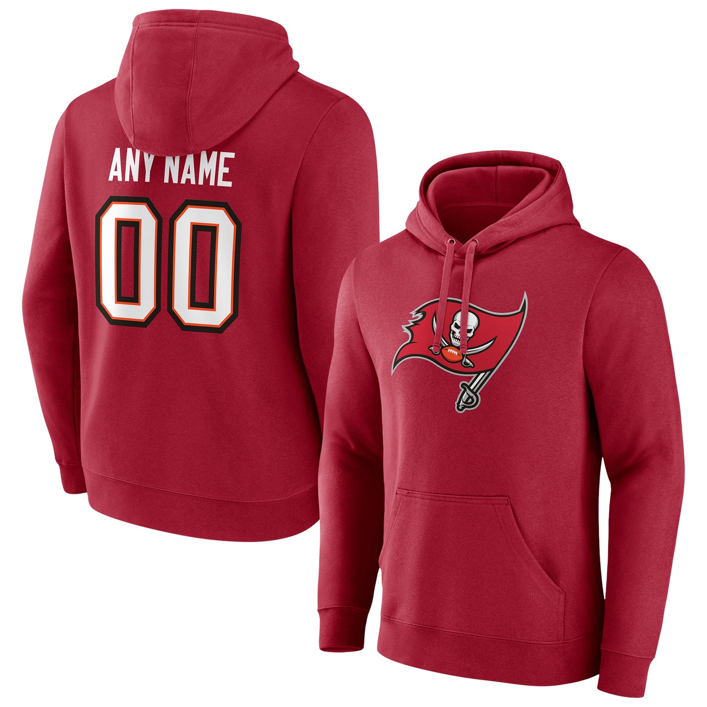 Men's Red Tampa Bay Buccaneers Team Authentic Personalized Name & Number Pullover Hoodie